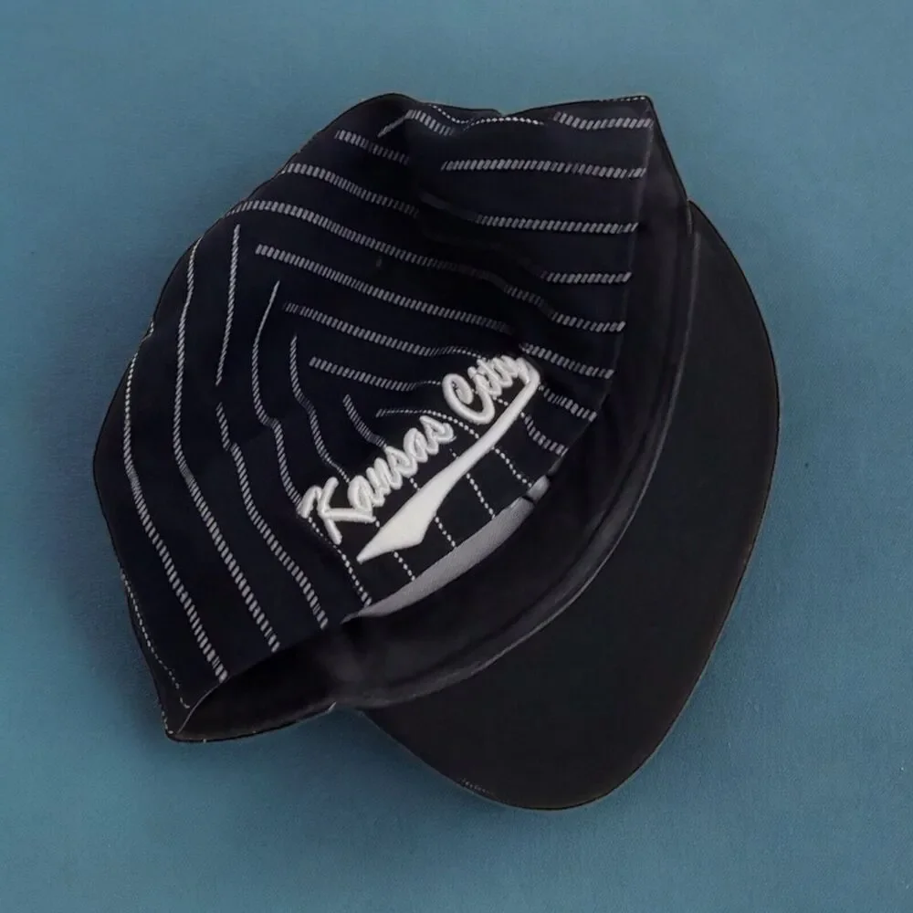 XL Old School Black Pinstripe KC Bling Kansas City Hunter Authentic Headgear Hat